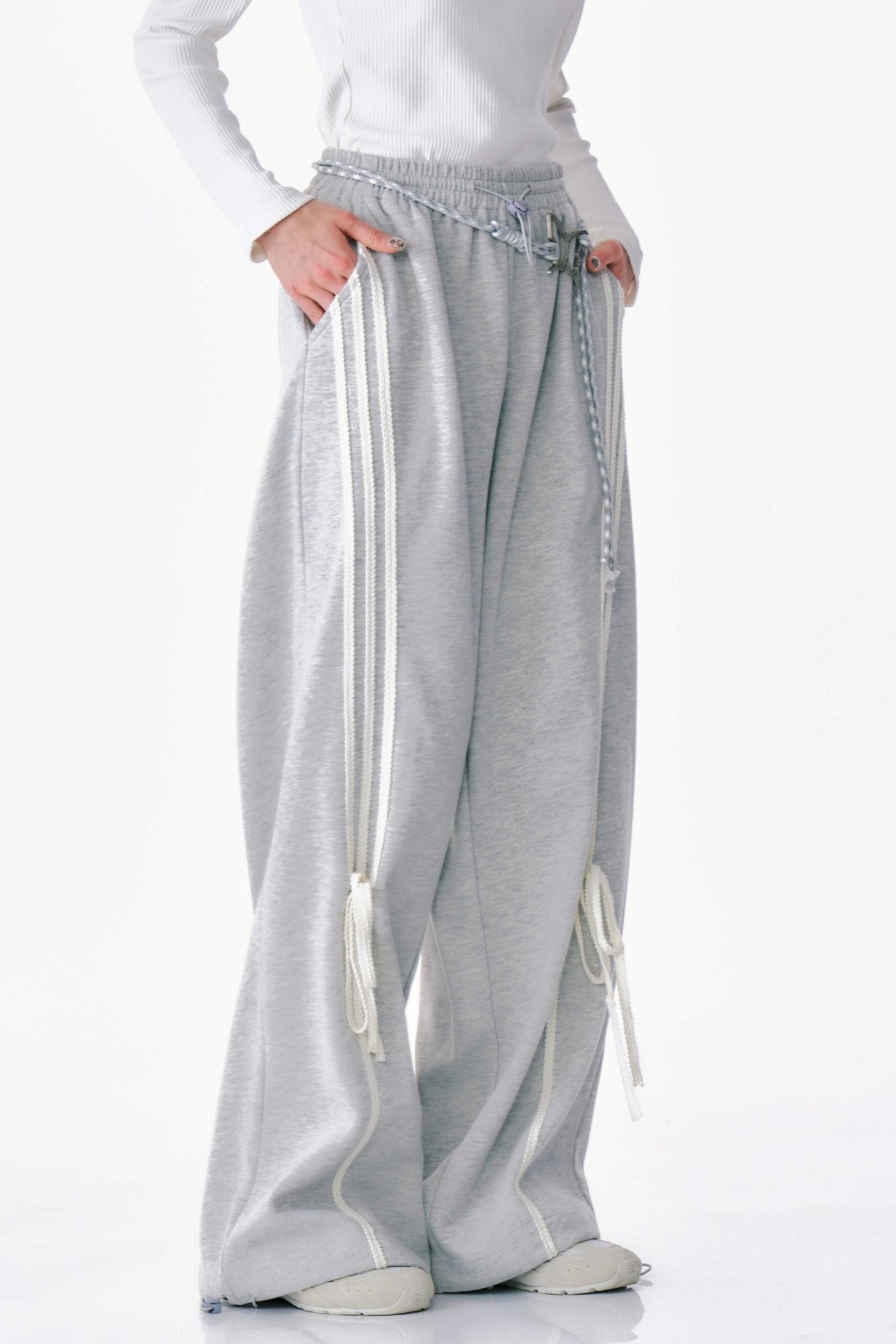 DRAPE TIE STRAIGHT LEG SWEATPANTS