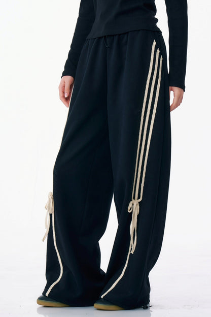 Drape Tie Straight Leg Sweatpants