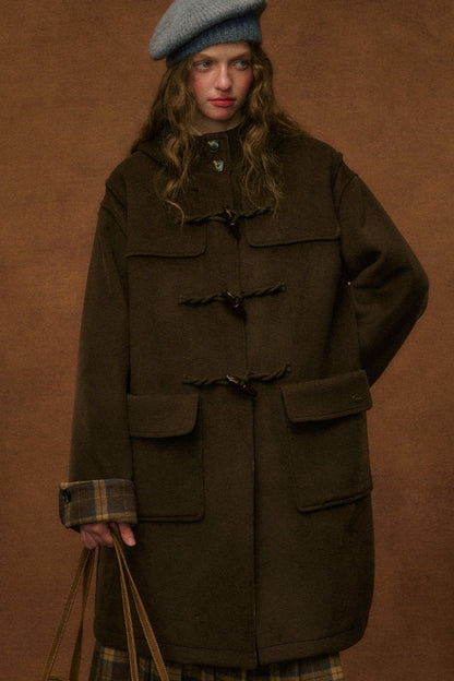 Winter Grey Horn Button Tweed Coat