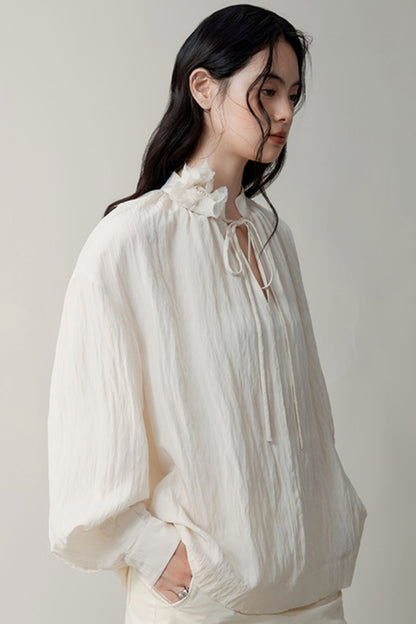 Premium PLEATED STAND COLLAR TOP