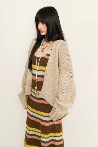 Retro Striped Knitted Sweater Dress