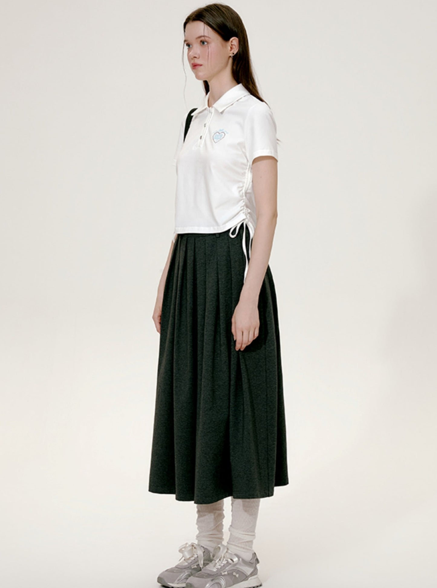 Short Sleeve Polo & Pleated Skirt Set-Up