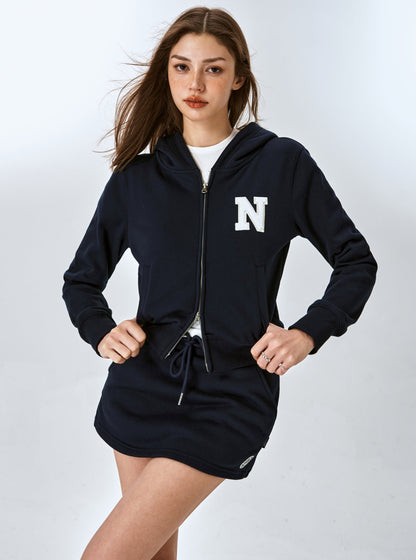 Preppy towel embroidered cropped hoodie sweatshirt