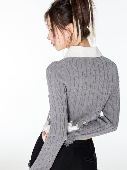 Patchwork Preppy Sweater Top