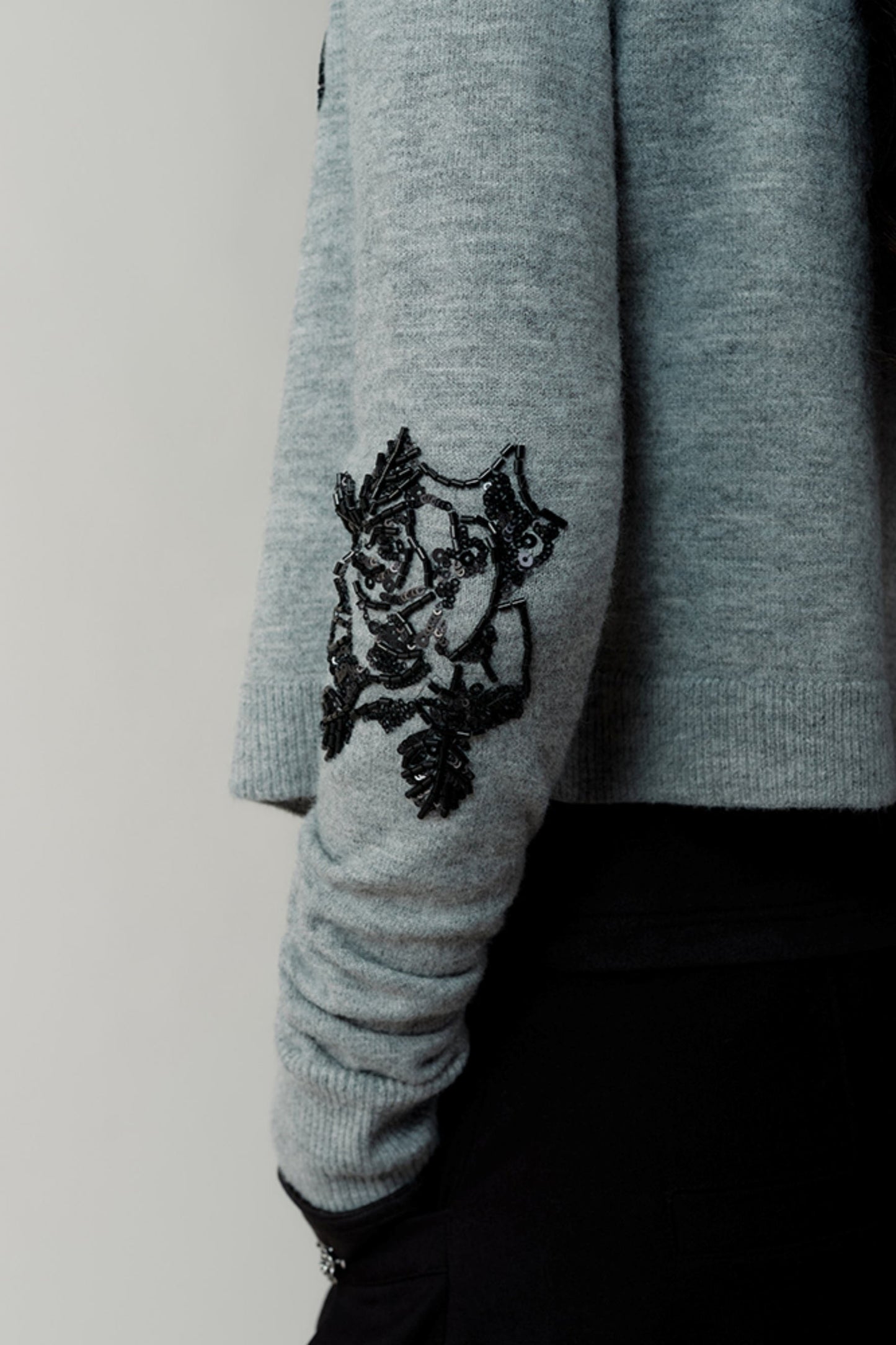 Heavy Embroidery Crew Neck Sweater