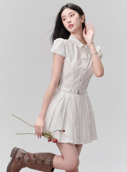 Milk Mousse Preppy White Dress