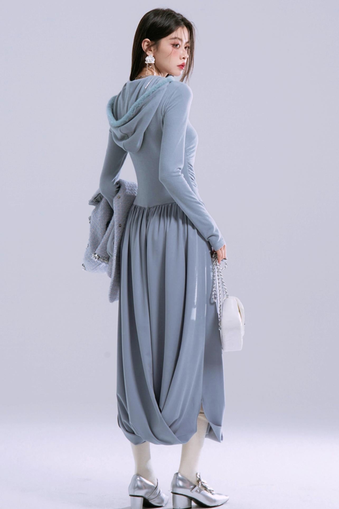 Robe à capuche bleu-gris Taylor 