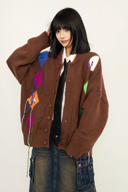 Tie-Dye Retro Loose Knit Sweater Coat