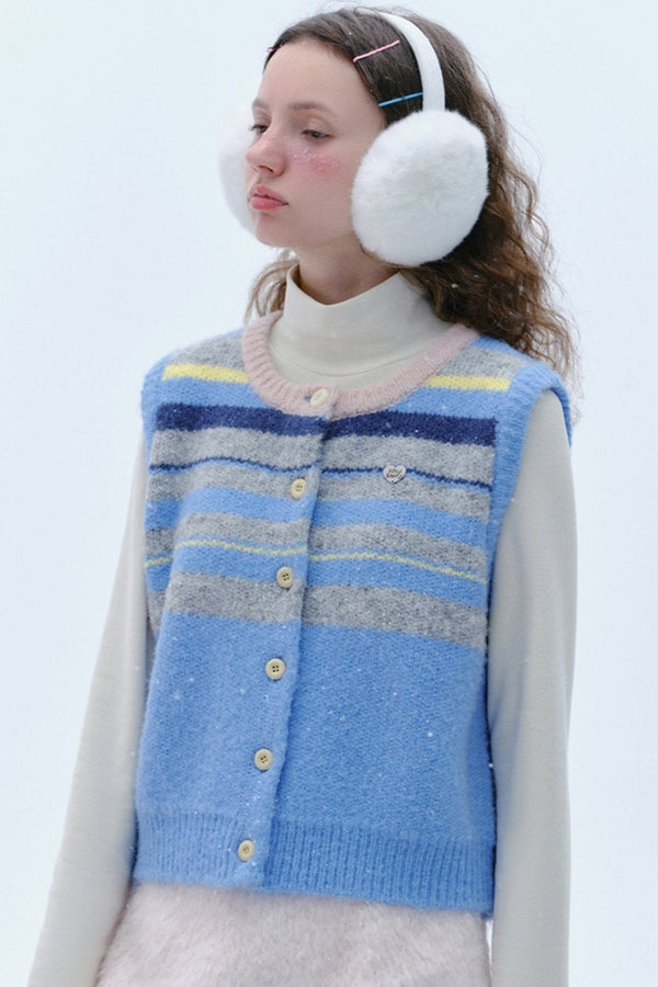 젤리 스트라이프 대비 조끼 