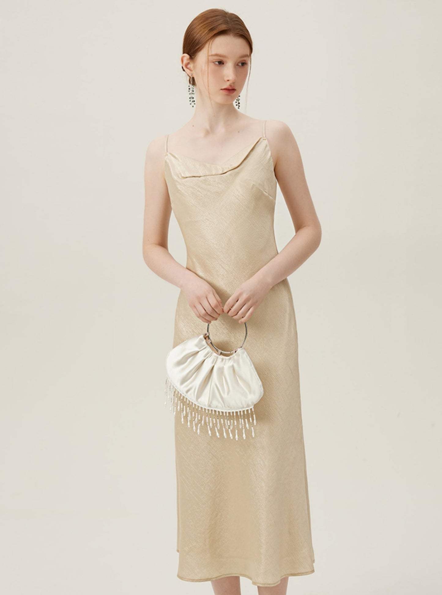 Temperament Neck Acetate Slip Dress