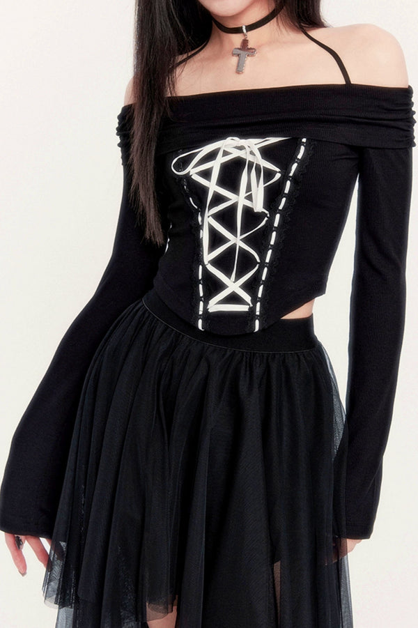 Romantic Ash Strappy Mesh Skirt Set-Up