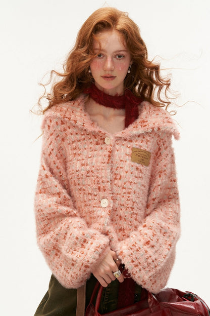 Iceland Roll-Neck Pink Cardigan