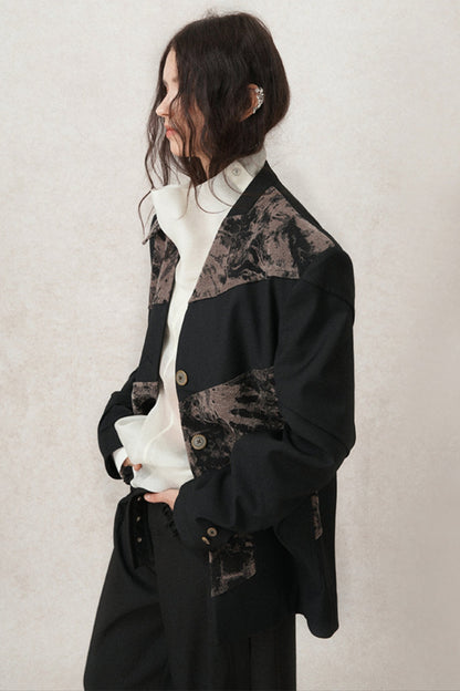 Loose Fit Structured Velvet Jacket