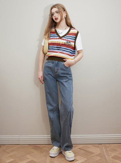 Contemporary Thin Straight Jeans Pants