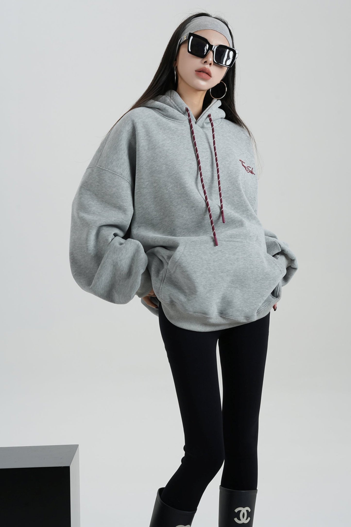 Hooded Mid-Length Fleece Sweatshirt