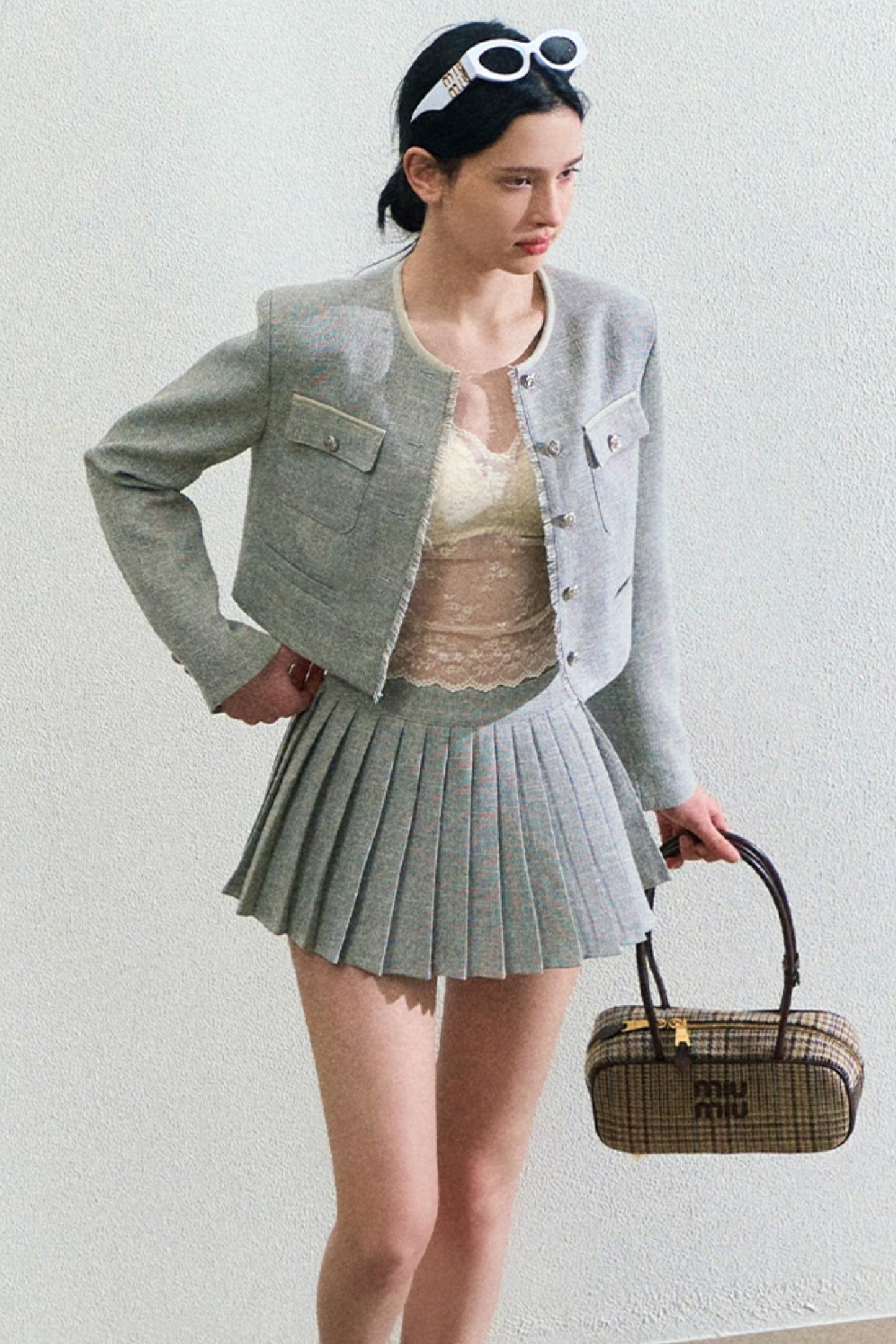 Linen Coat And Pleated Skirt Set-Up