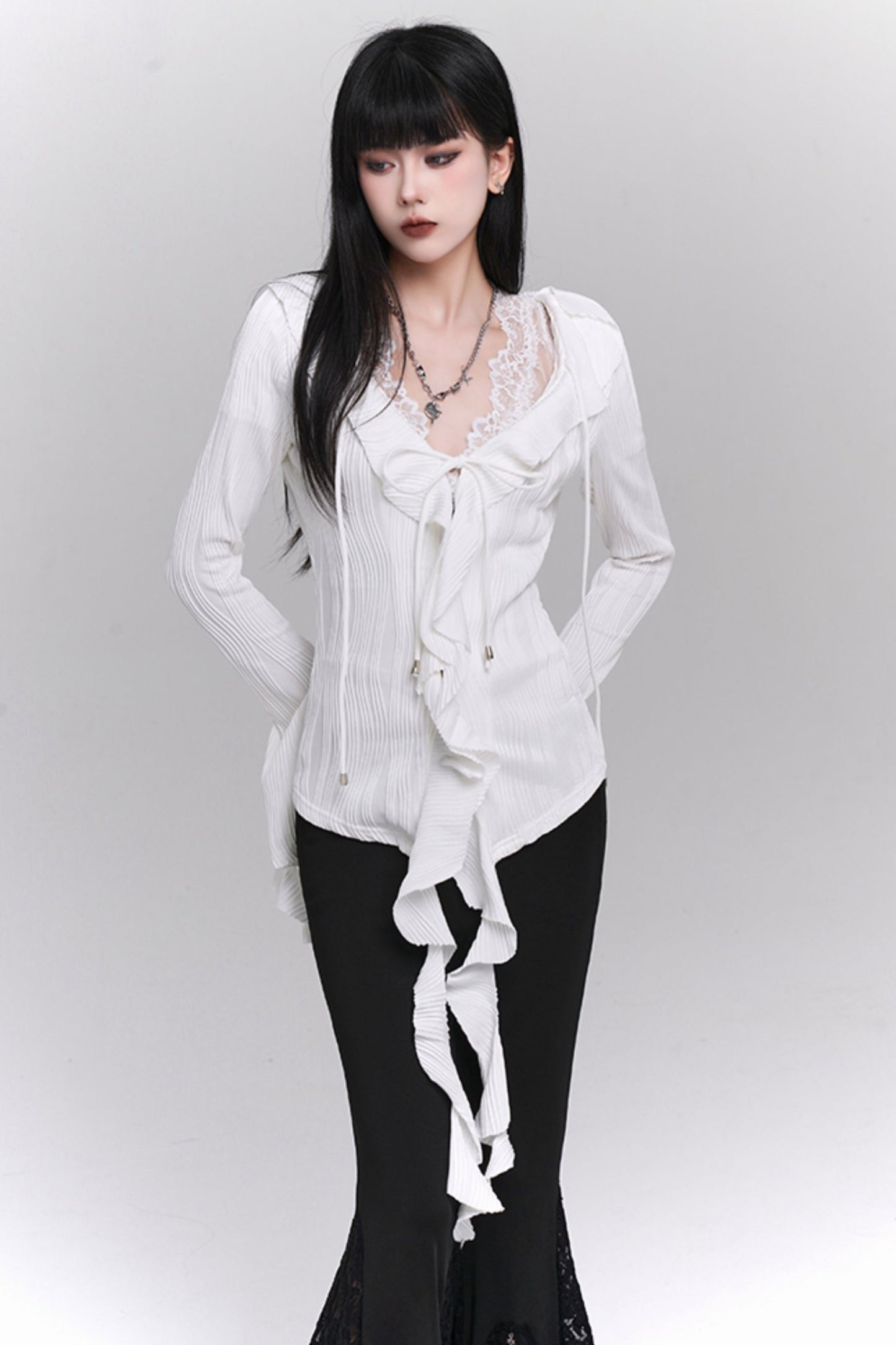 Ghost Girl Korean White Shirt Design Top