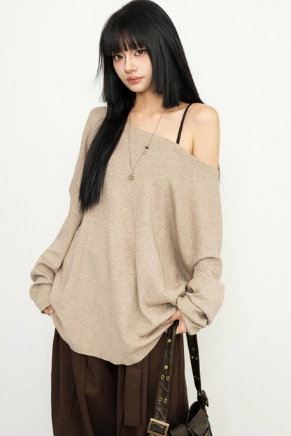 Asymmetric Shoulder Knit Top