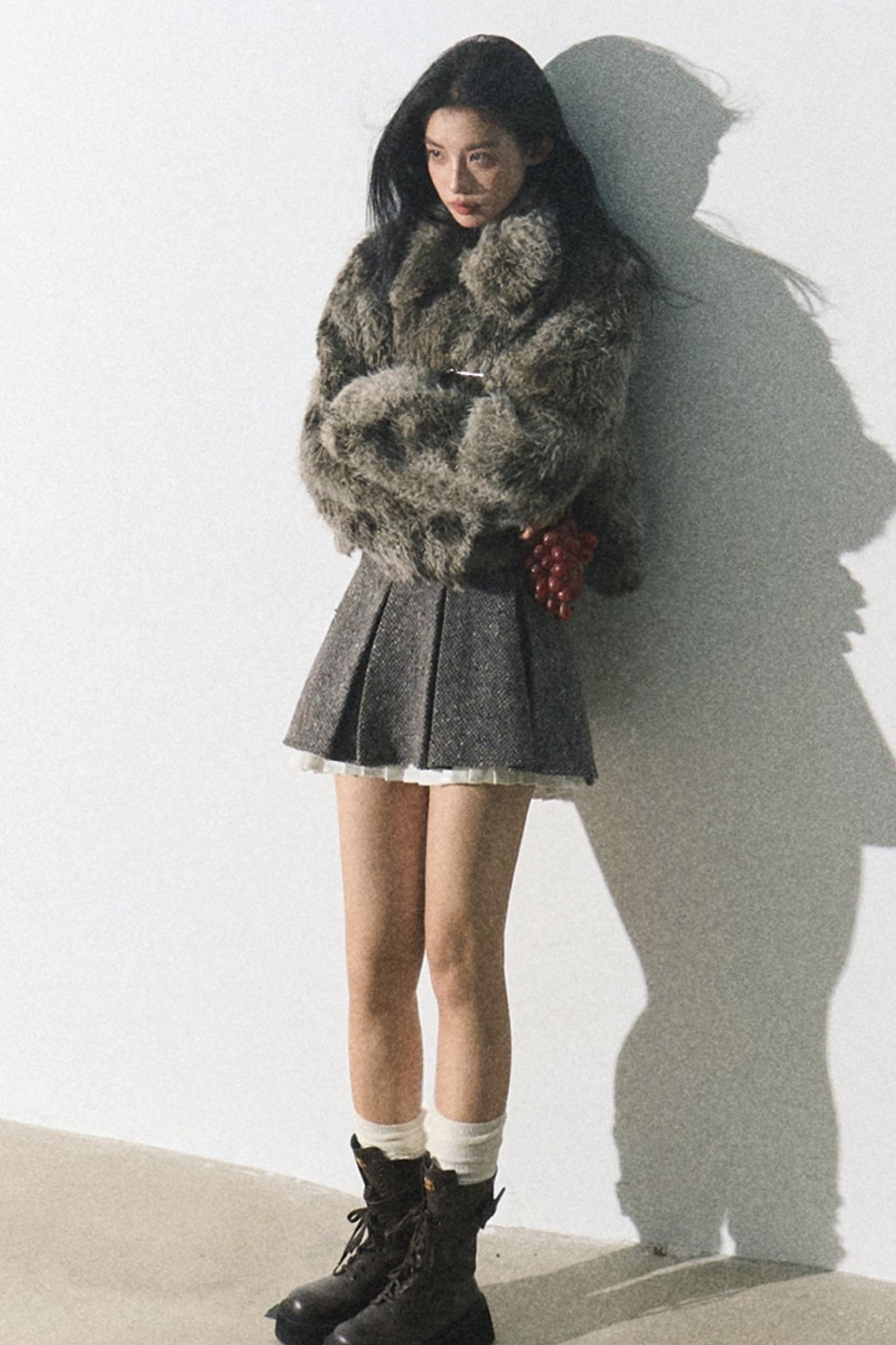 Moss Traces Distressed Fur Crop COAT