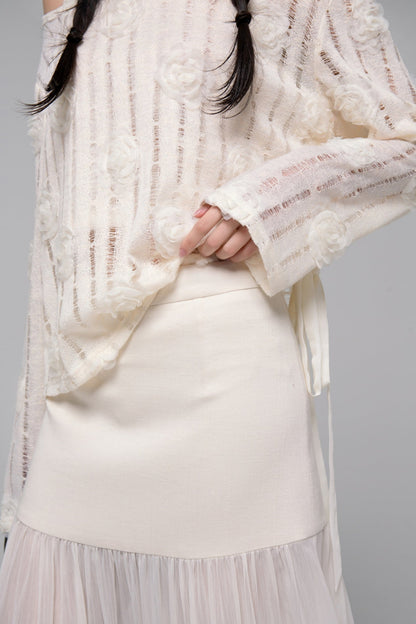 Sheer Patchwork Half Skirt