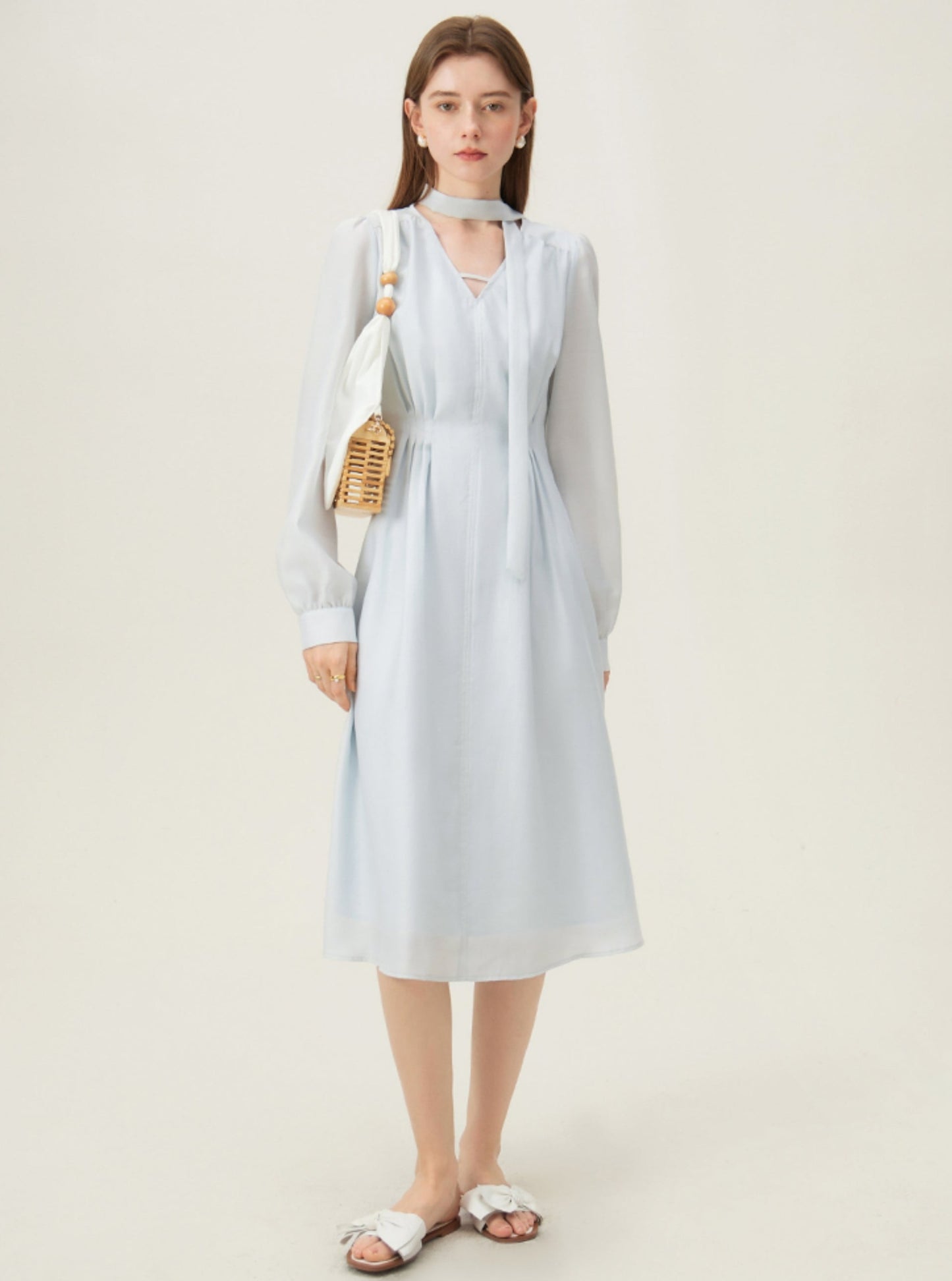 French Temperament Streamer V-Neck Dress