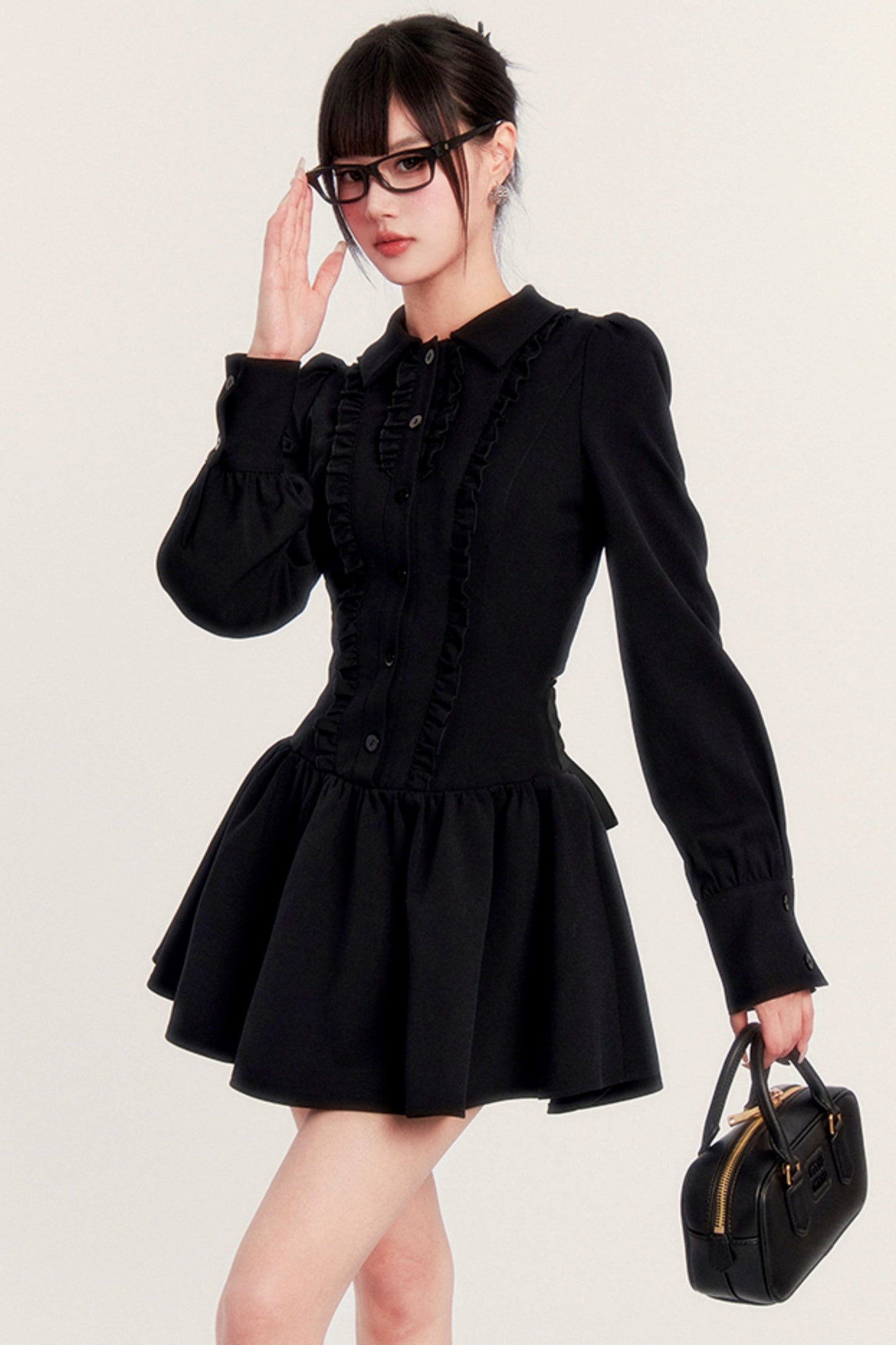 Black Bow Shirt Dress