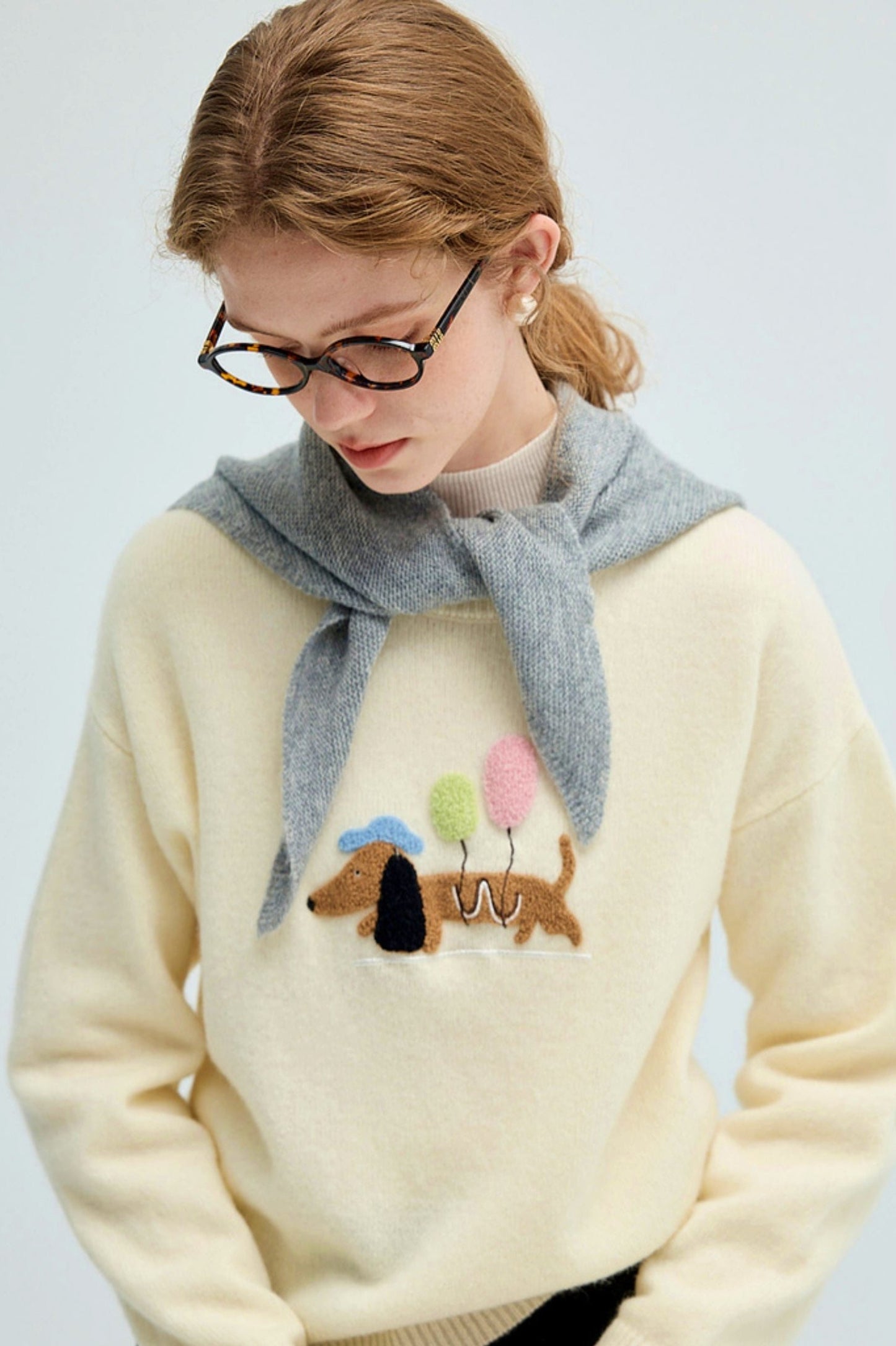 Puppy Travels Embroidered Casual Sweater