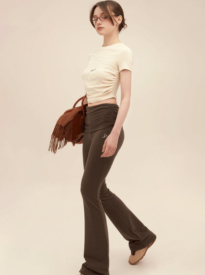 Cuffed Drape Bootcut Pants