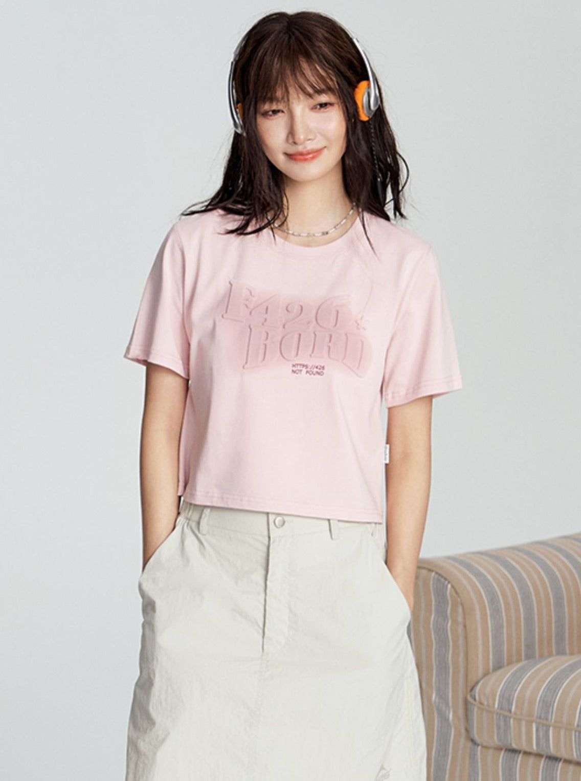 Letter Embossed T-Shirt