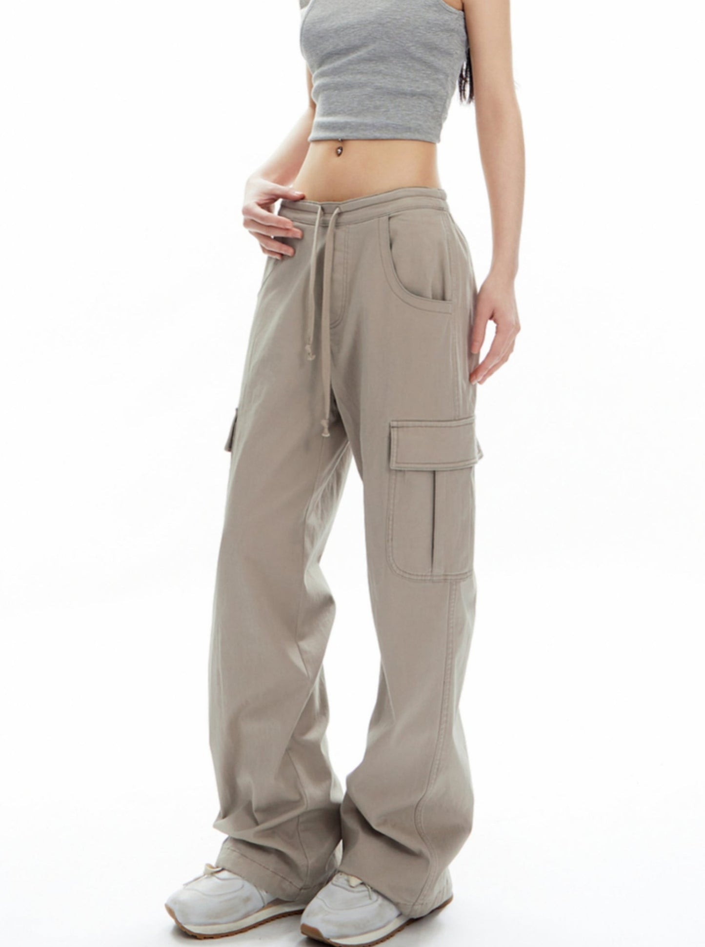 Low Waisted Casual Straight Leg Pants