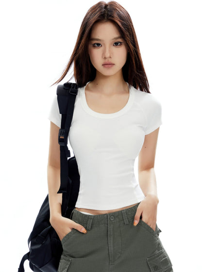 Babes Skinny Gray U-Neck Top