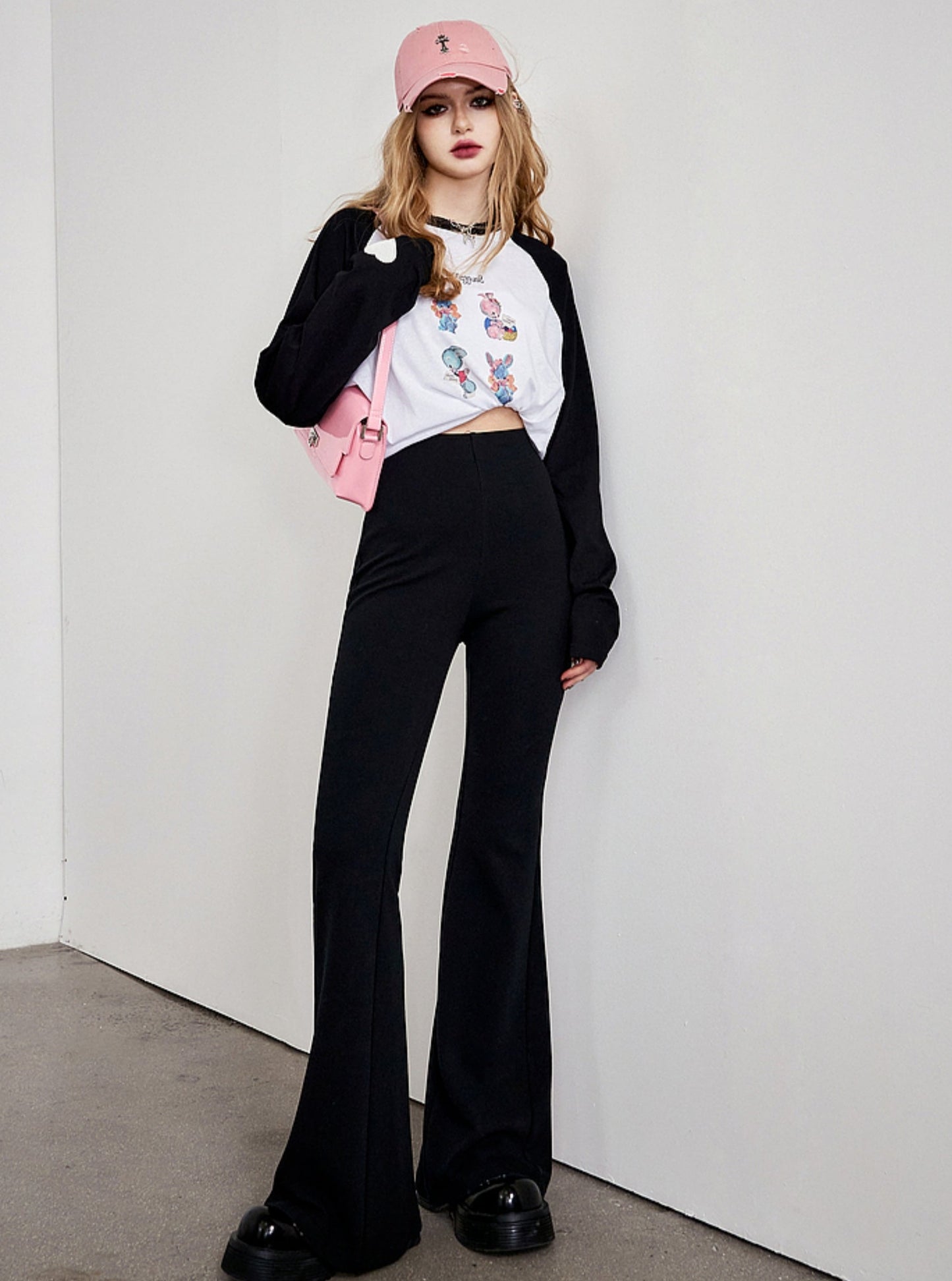 High-Waisted Black Flared Pants