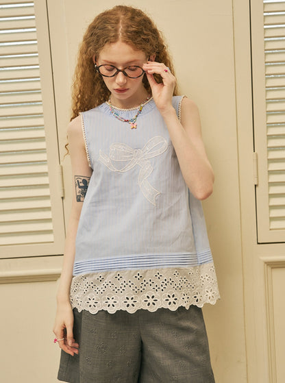 Embroidered Patchwork Sleeveless Top