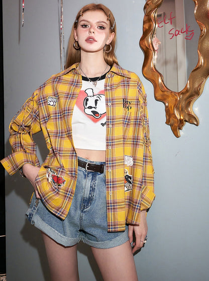 Betty Loose Plaid Long Sleeve Shirt