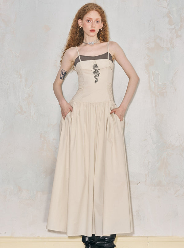 Offset Contrast Panel Maxi Dress