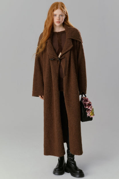 Wool Lapel Long Cardigan Jacket