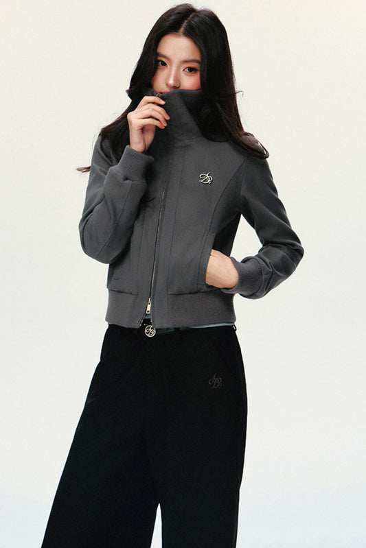 Stitched Cropped Slim Lazy Crop Jacket