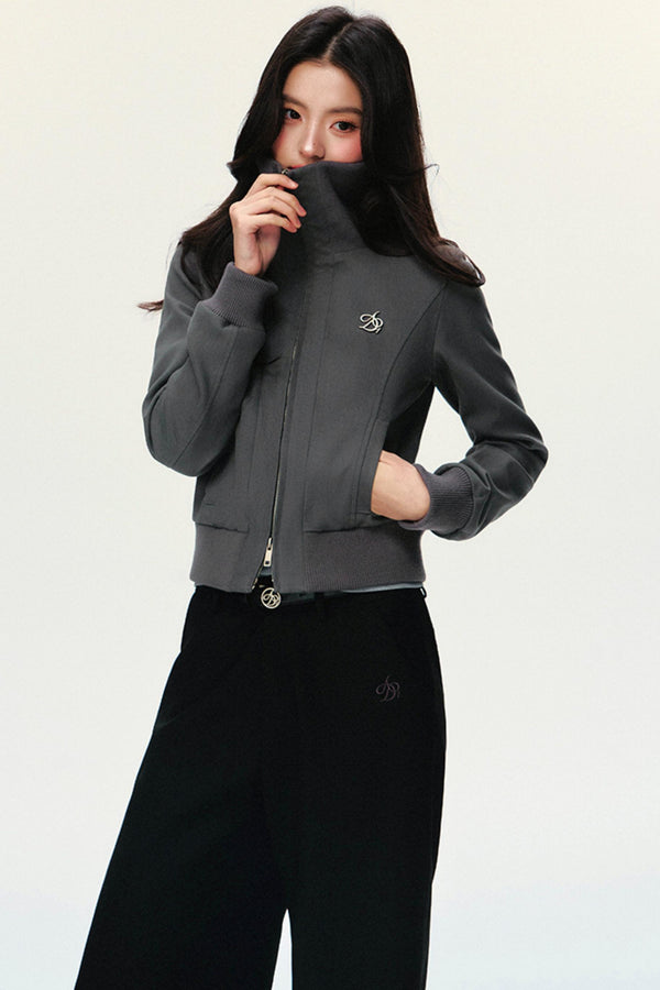 Stitched Cropped Slim Lazy Crop Jacket