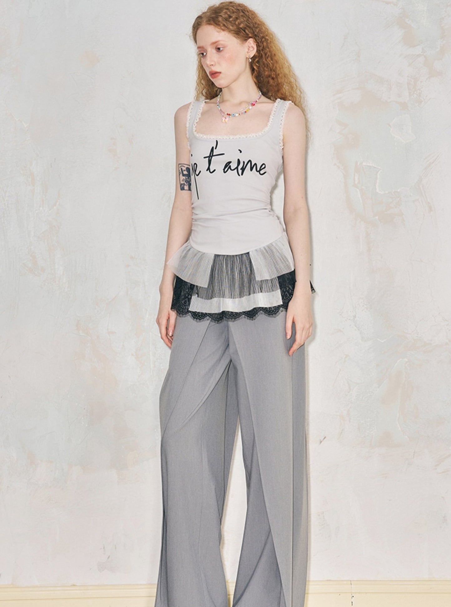 Deconstructed Wide Leg Pants