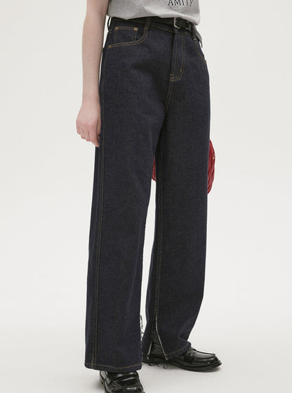 Mid-High Waist Side Slit Pants