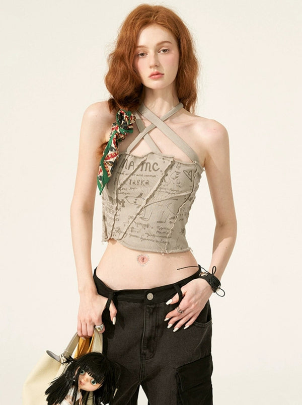 Graffiti Cross Strap Top