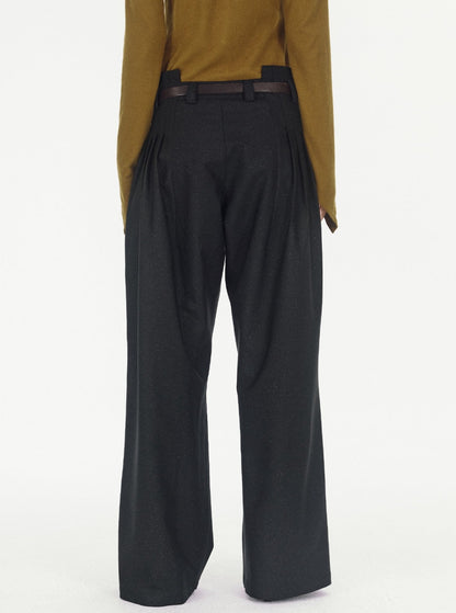 pleated wide-leg suit pants