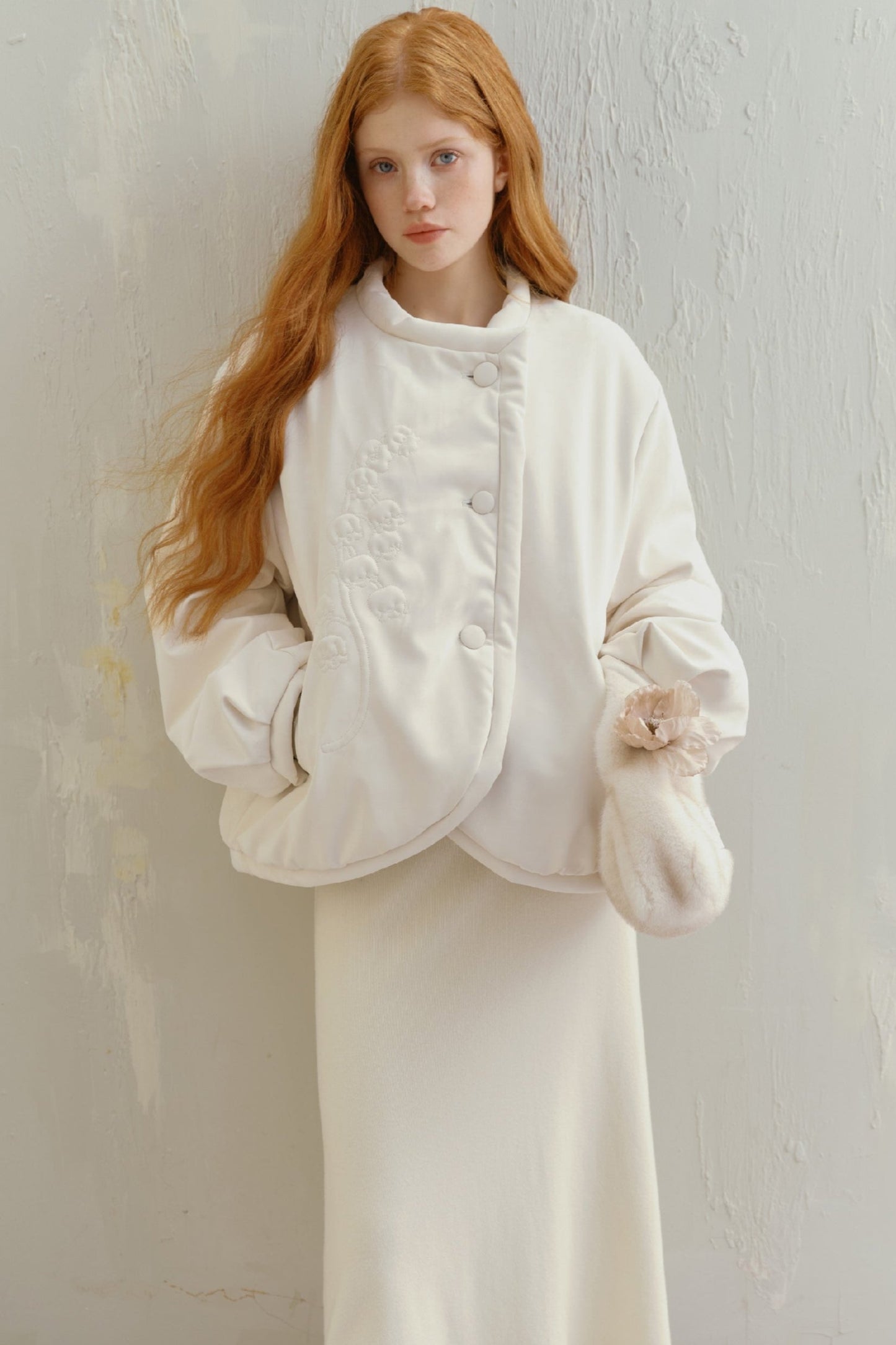 WHITE TOWER EMBROIDERED COTTON JACKET