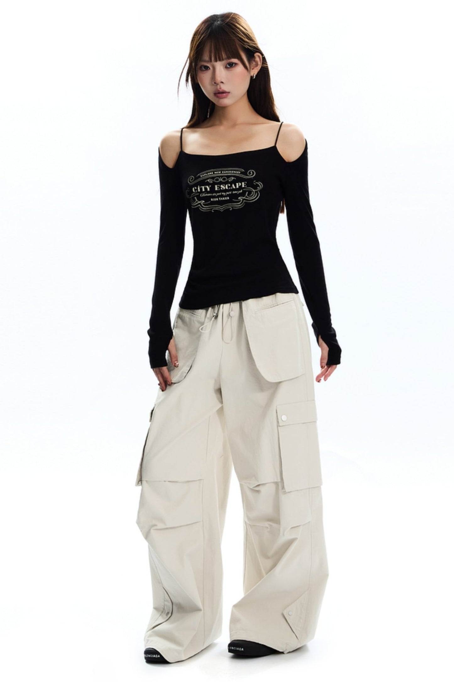 Drawstring Pocket Cargo Pants