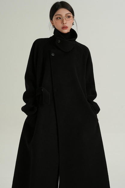 Long Turtleneck Tweed Coat