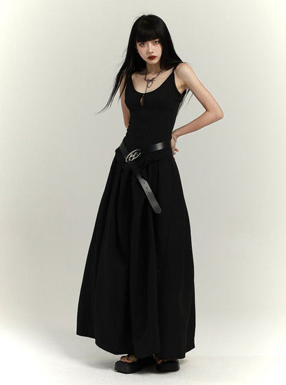 Chinese Black Long Slip Dress