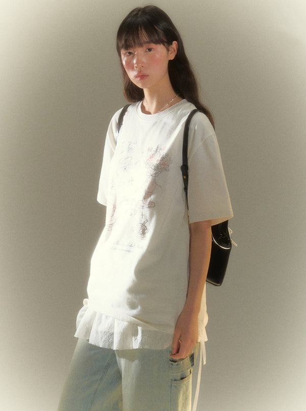 French White Monogram Print T-Shirt