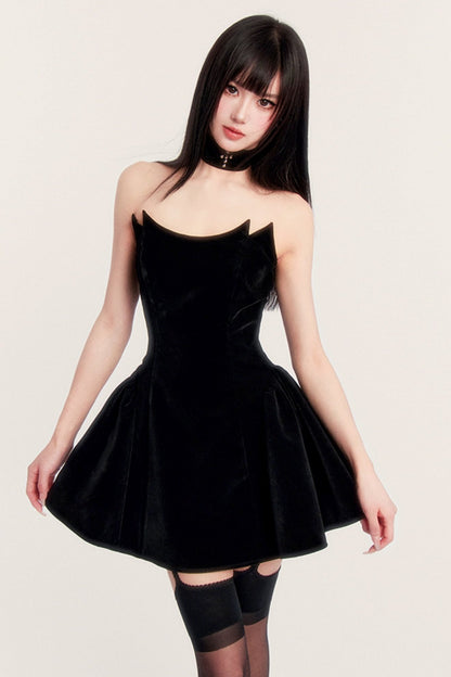 Premium Velvet Bandeau Dress