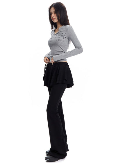 Slim Slightly Flared Skirt Pants