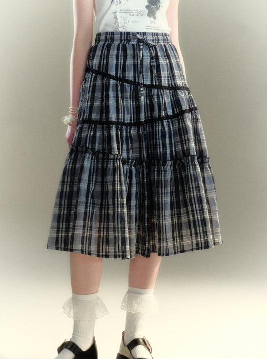 White Plaid Cake Skirt